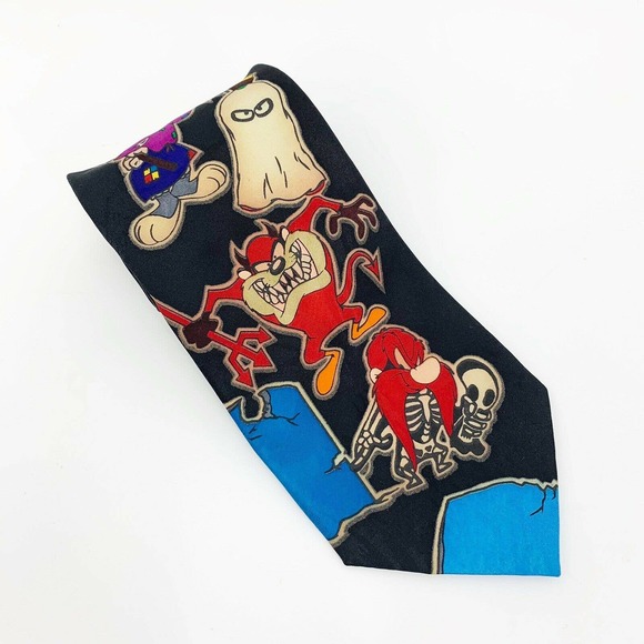Vintage Looney Tunes Mania Mens Necktie Halloween 1993 Collectible - Picture 2 of 7